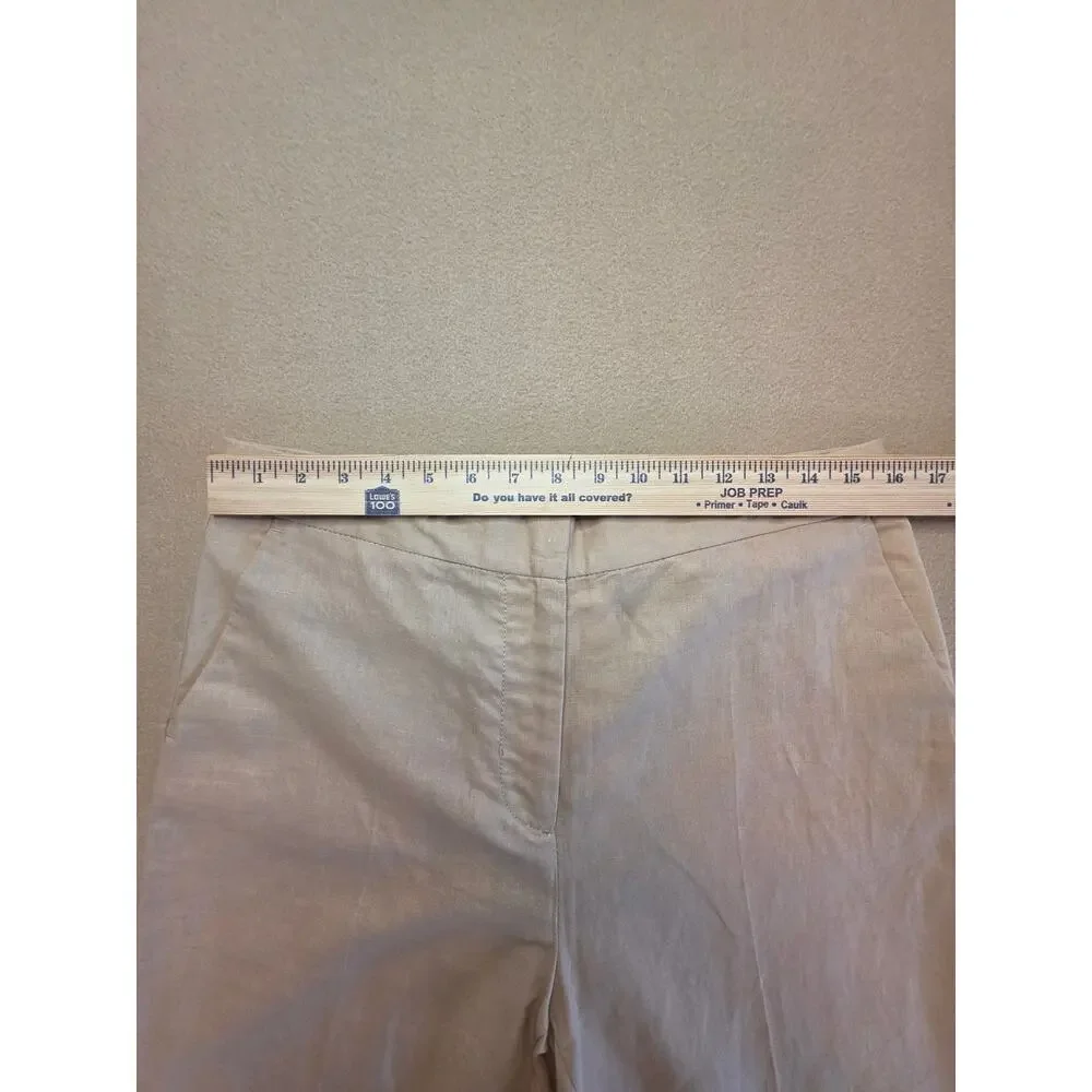 Zara Women's Linen Cotton Blend Khaki Trouser Pants Sz Large NWT